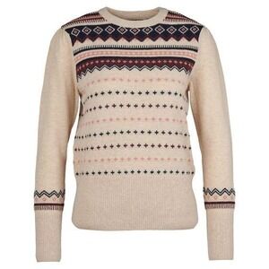 Barbour Birch Knit Jumper Womens 10‎ Wool Blend Fair Isle Sweater Beige